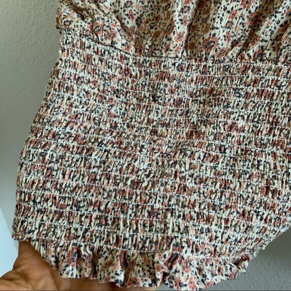 American Eagle Smocked Long Sleeve Tie Front Top Romantic Mini Floral Small - Picture 11 of 11